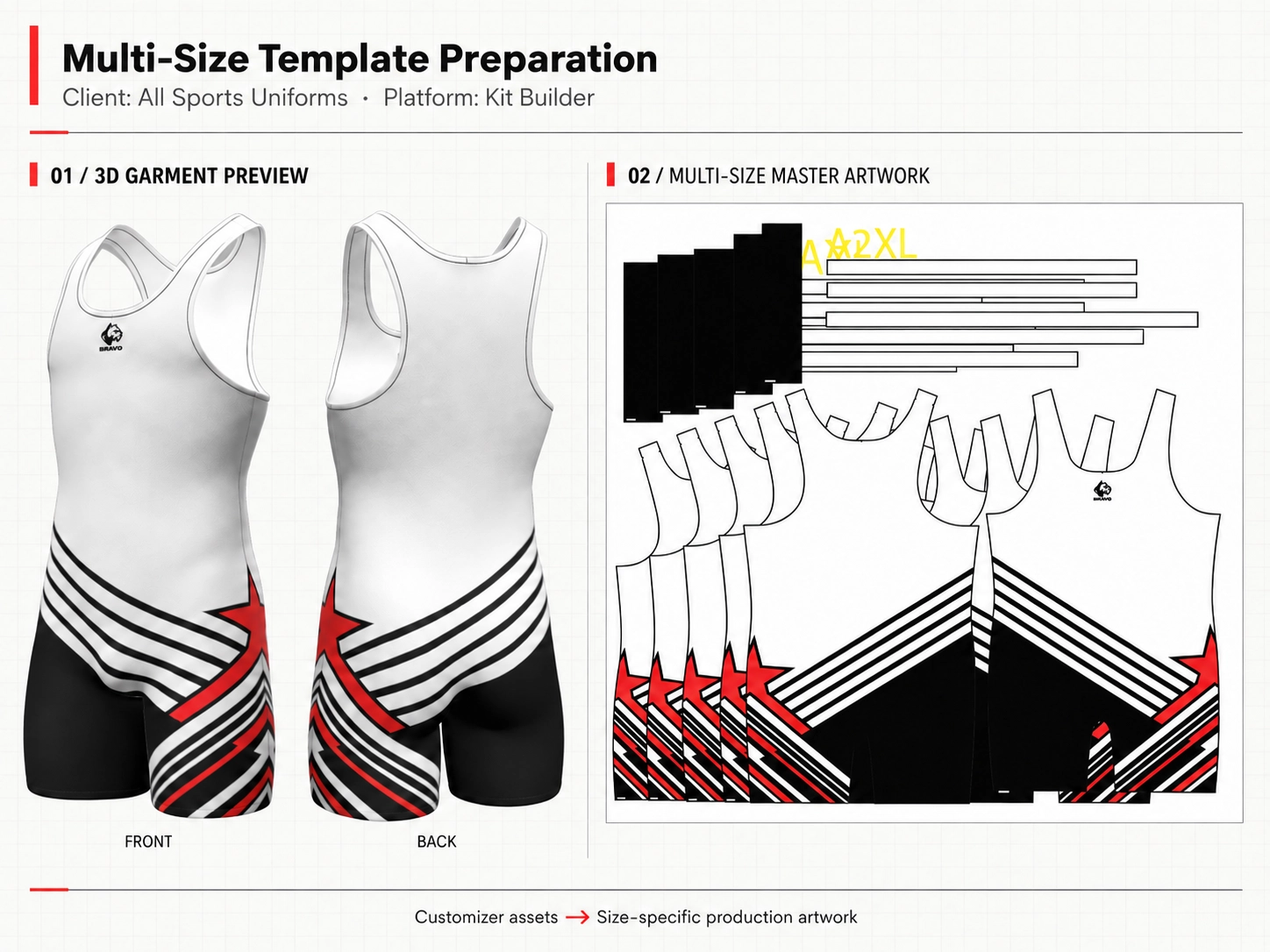 Multi-size singlet template artwork preview